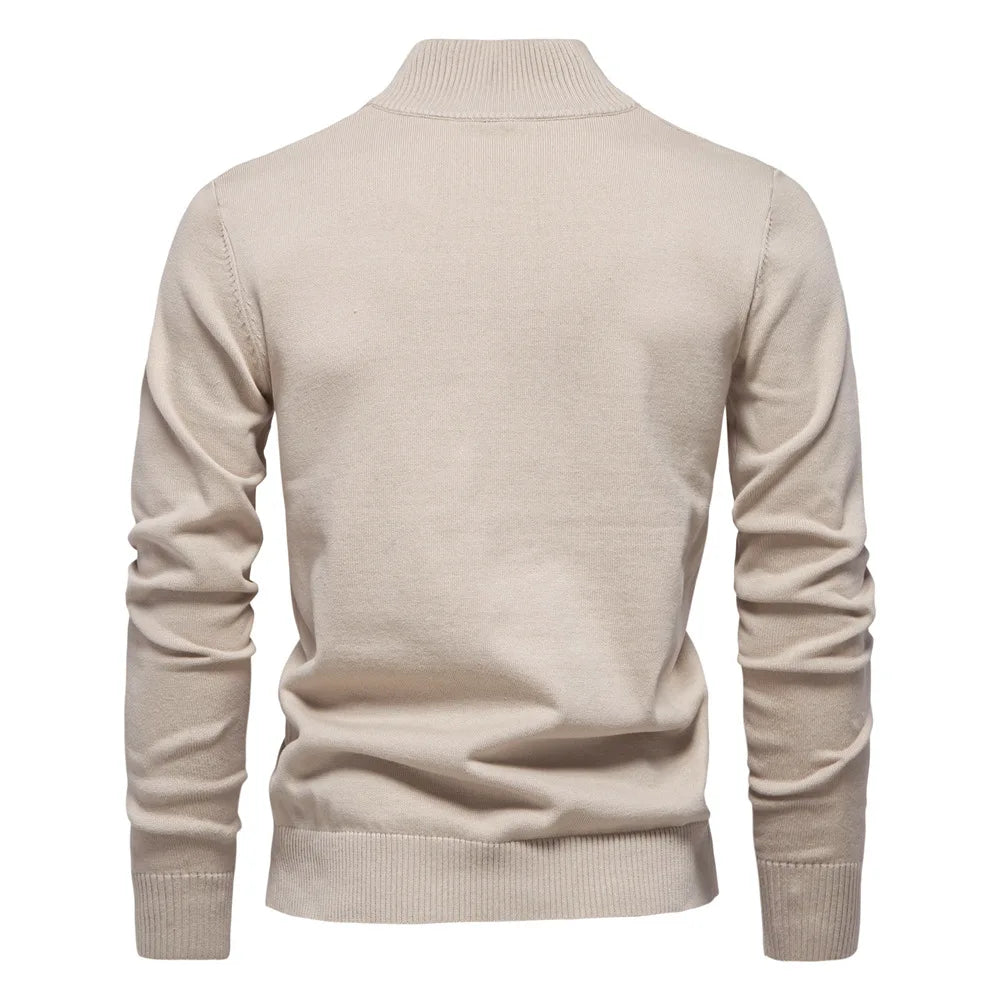 2025 Autumn Men's Sweatwear Warm Pullover Solid Color Half Zipper Casual Sweater Slim Long Sleeve Men's Sweatshirts Winter Top.