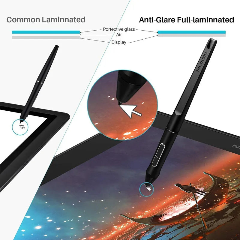 Huion Graphic Monitor Kamvas Pro 16 Drawing Tablet Screen 15.6 Inch Digital Tablets Draw Display with Battery-free Stylus Pen.