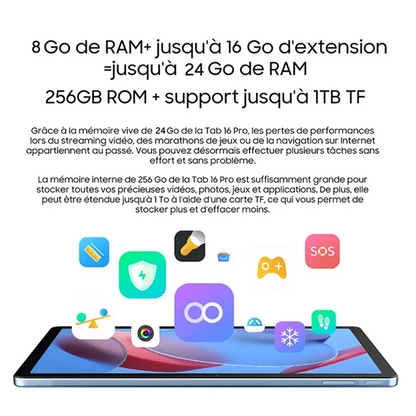BLACKVIEW Tab 16 Pro Touch tablet 24Go + 256Go-SD 1To mAh 13MP + 8MP Android 14 Fast Charge-Dual SIM PC Mode.
