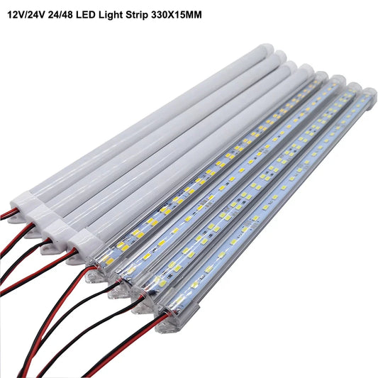 1PCS 12V/24V 24/48 LED Light Strip 330X15MM Hard Rigid Tube Bar Lamp IP65 Waterproof 5730-led bead Lights Strips For DIY.