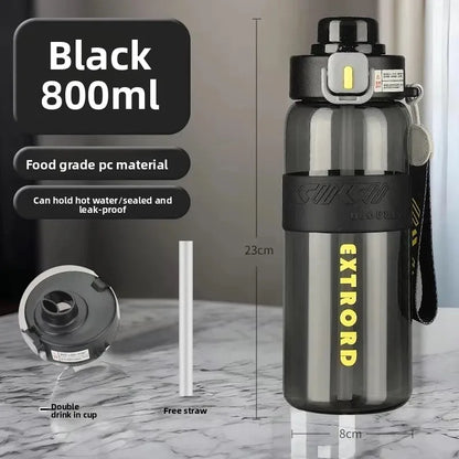 Large Capacity Plastic Straw Cup Simple Design Portable Sports Fitness Water Bottle for Students Outdoor Use Dedicated Personal