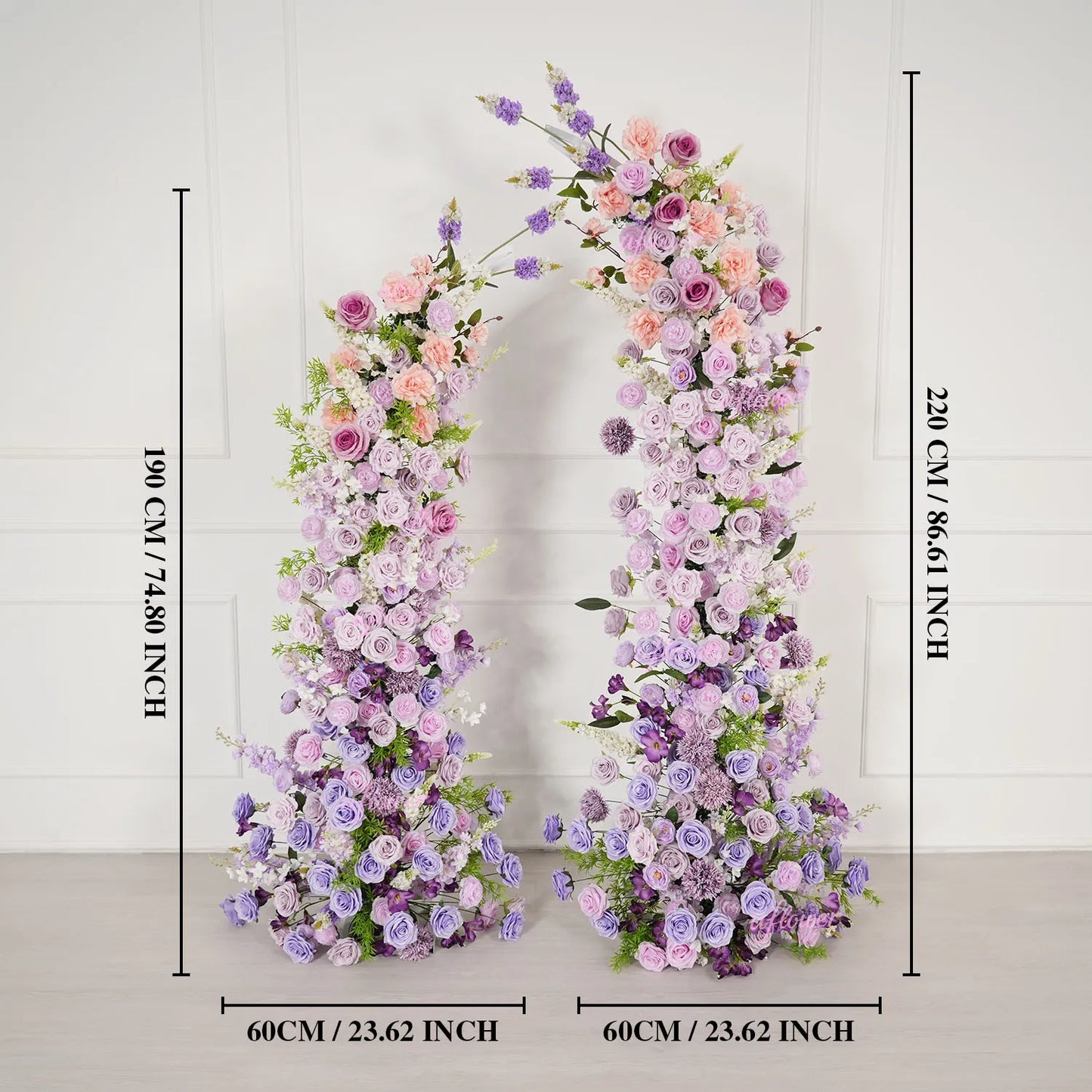 Uflower Gradient Lila Rose Blumenbogen Künstliche Dekorationen für Hochzeit Hintergrund Event Party Blumenarrangement Horn.