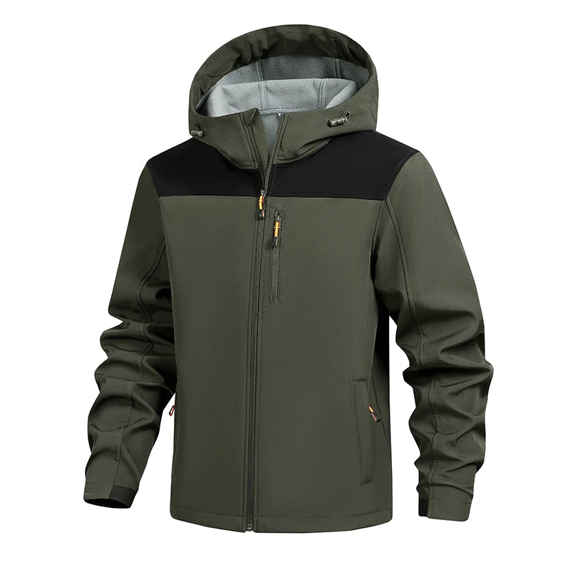 Jacket Coat Winter Soft Case Male Outdoor Sports Hooded Coat Multi-pocket Inside Fleece Casual Waterproof Windproof Sport Jacket