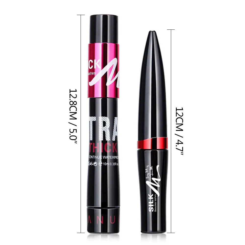 2 in 1 Waterproof Mascara 4d Silk Grafted Fiber Eyelash Lengthening Dense And Long Lasting No Halo Dye Long Beauty Makeup Set.