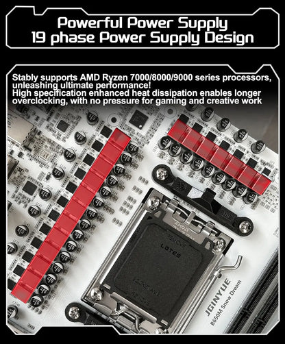 JGINYUE B650M Snow Dream AM5 DDR5 ARGB M-ATX Motherboard For Gaming PCIe 4.0×4 M.2 For CPU 9700X/9900X/7800X3D gaming pc DIY.