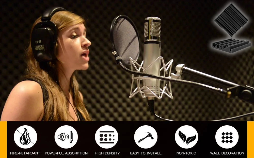 Sound Absorbing Equipment 6/12/24 Pcs, Home Music Noise Isolation Wall Panel, Broadband Acoustic Panels Soundproof Foam Padding