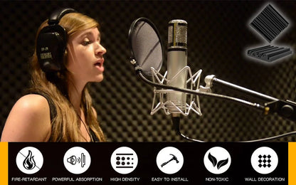 Sound Absorbing Equipment 6/12/24 Pcs, Home Music Noise Isolation Wall Panel, Broadband Acoustic Panels Soundproof Foam Padding