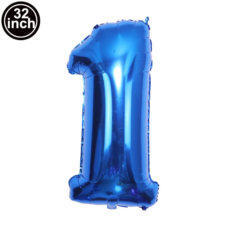 Blauer Ballon mit großen Zahlen, 32 Zoll, 0, 1, 2, 3, 4, 5, 6, 7, 8, 9, Geburtstag, Bachelorette-Luftballons, Figur, Golob-Party-Ballon-Dekoration.