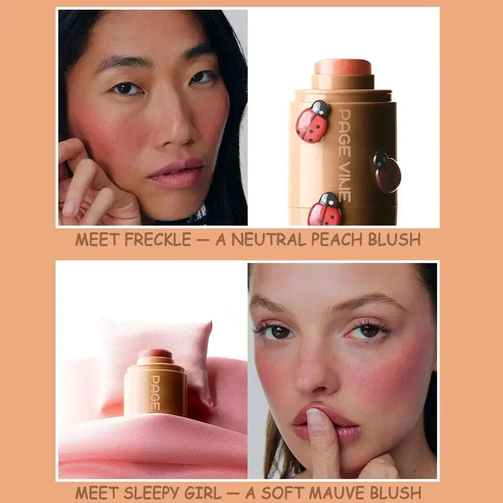 New PAGE VINE Pocket Blush Stick Cream 2-in-1Lip and Cheek Hydrating Stick Natural Rouge Powder Blush Cream Korea Pink Cosmetics.