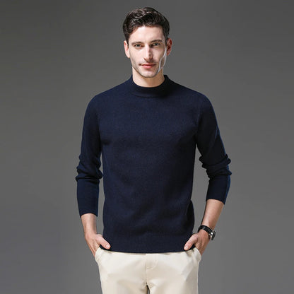 High End Anti-pilling Thick New Fashion Brand Casual Knit Pullover Sweater Half Turtleneck Mens Jumper Designer Clothing