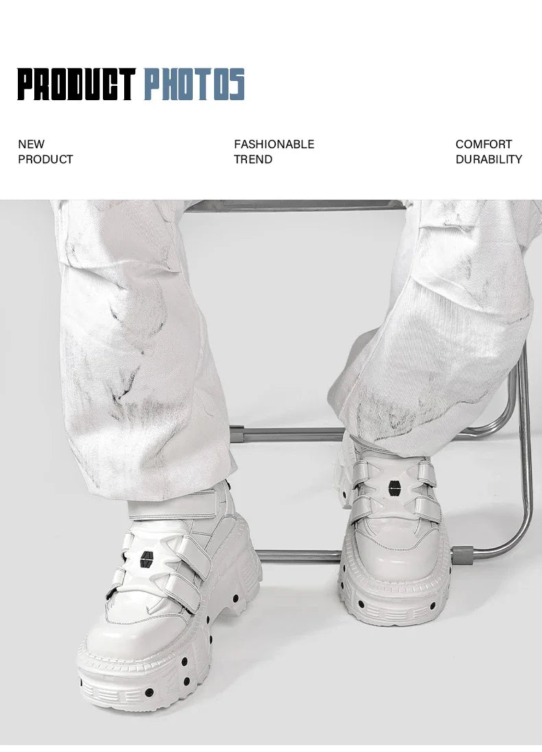 Gothic Ankle Rock Boots 2025 New Punk Style Women Shoes Lace-up White Platform Shoes Woman Metal Decor Woman Sneakers.