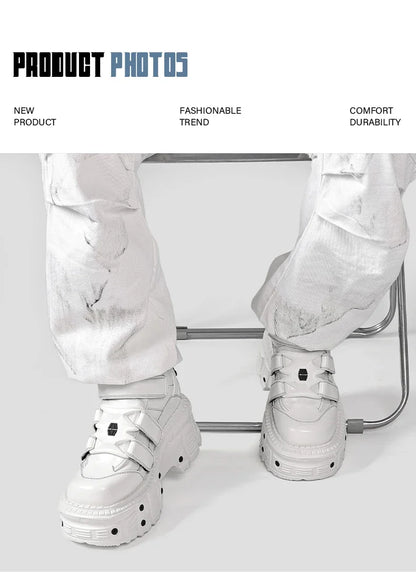 Gothic Ankle Rock Boots 2025 New Punk Style Women Shoes Lace-up White Platform Shoes Woman Metal Decor Woman Sneakers.