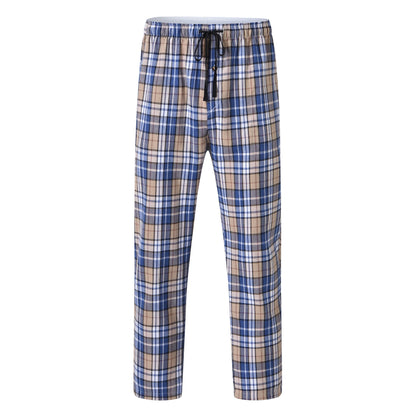 3Pcs Men's 100% Cotton Plaid Pajama Sleeping Pants, Long Plaid Print Sleepwear Pajama Pants with Elastic Waist Homewear.