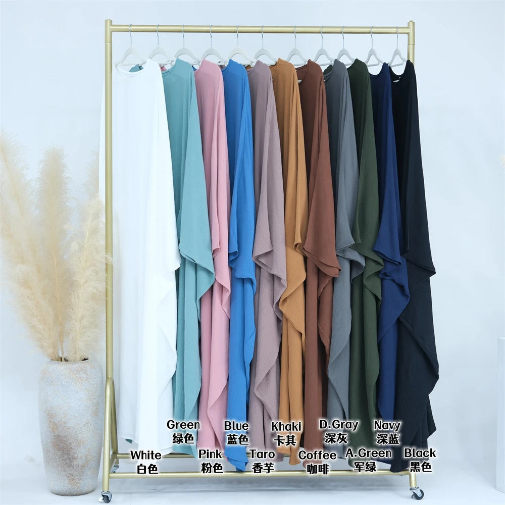 Ramadan Eid Baumwolle Leinen Khimar Abaya Set Dubai Muslim Sets Hijab Kleid Kaftan Abayas Kaftan Marocain Femme Vestidos Para Mujer.
