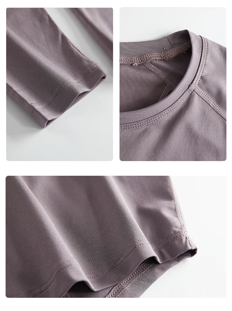 DRUR 2pcs Running Set Women Tracksuit Lightweight Loose Long Sleeve Sport Shirt Pants Sets 2 Piece Sportswear Outfit Gym Clothes.