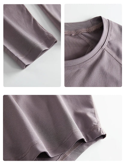 DRUR 2pcs Running Set Women Tracksuit Lightweight Loose Long Sleeve Sport Shirt Pants Sets 2 Piece Sportswear Outfit Gym Clothes.