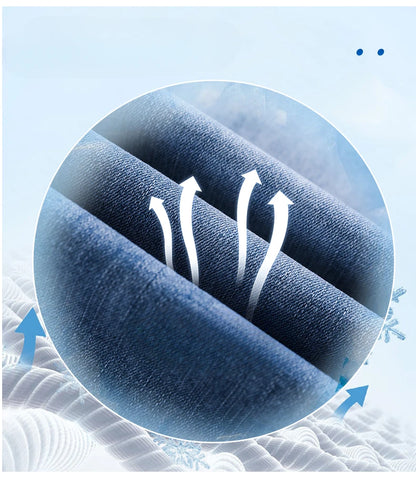 Spring Summer Thin Slim Fit Jeans Mens Elastic Straight Casual Business Denim Pants Washed Classic Brand Clothing Men Trousers.