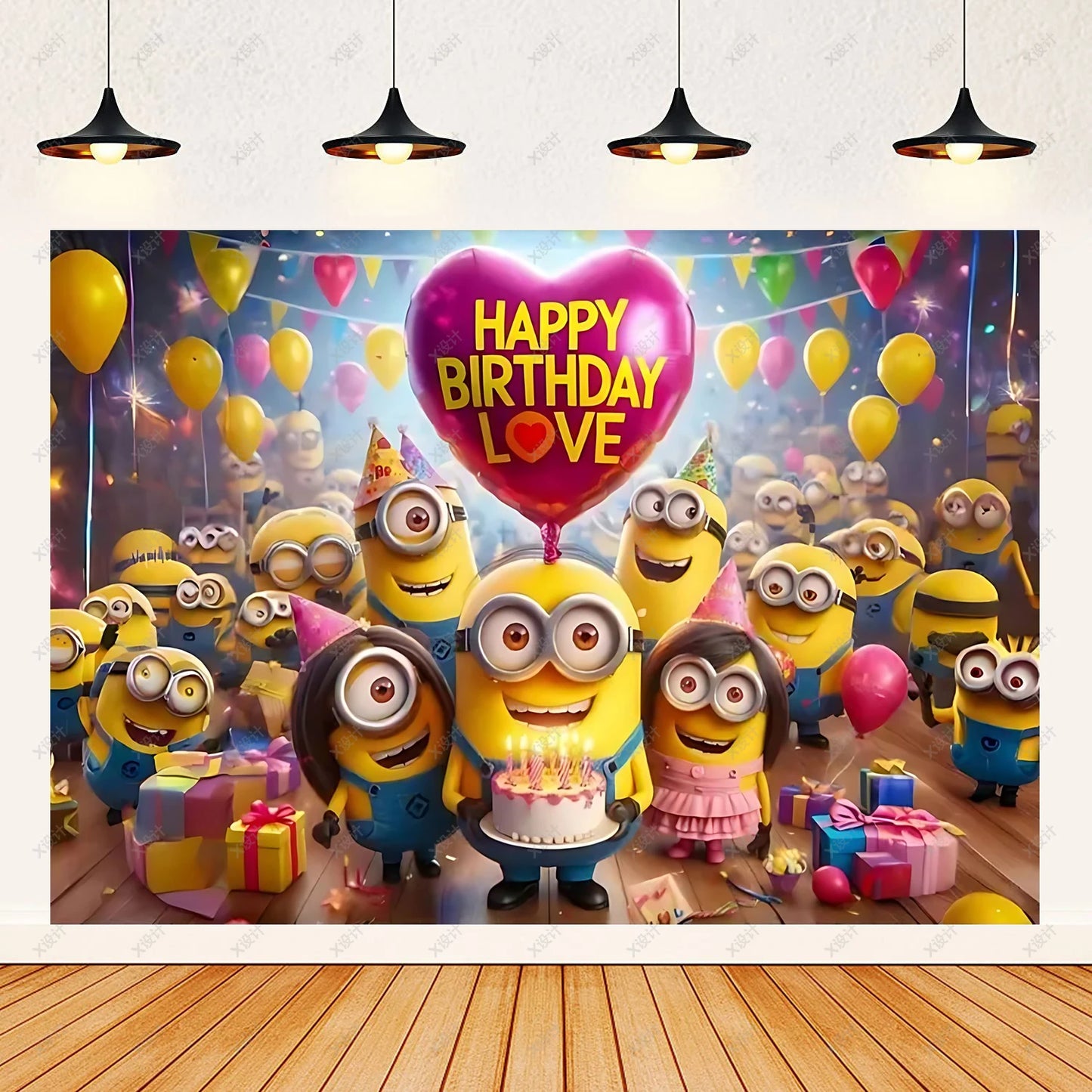 Cartoon M & Minions Geburtstag Party Dekoration Einweg Geschirr Tasse Teller Tischdecke Luftballons Gelb Große Augen Hintergrund Banner