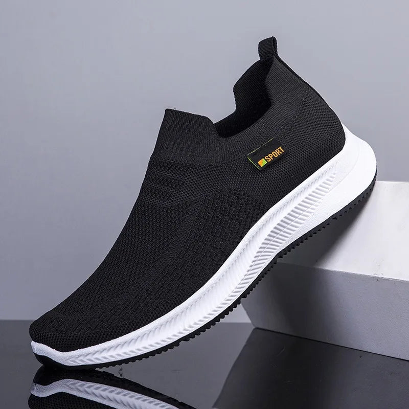 Men Walking Shoes Knit Mesh Breathable Sneakers Lightweight Sneakers Slip-on Mens Casual Shoes Fashion Comfort