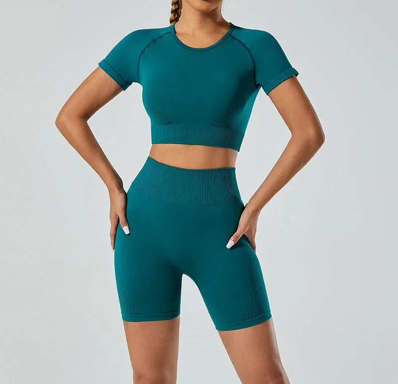 In-stock Women's Yoga Suit Five-piece Set Seamless Fitness Wear For Running Sports Top Leggings From Mainland China