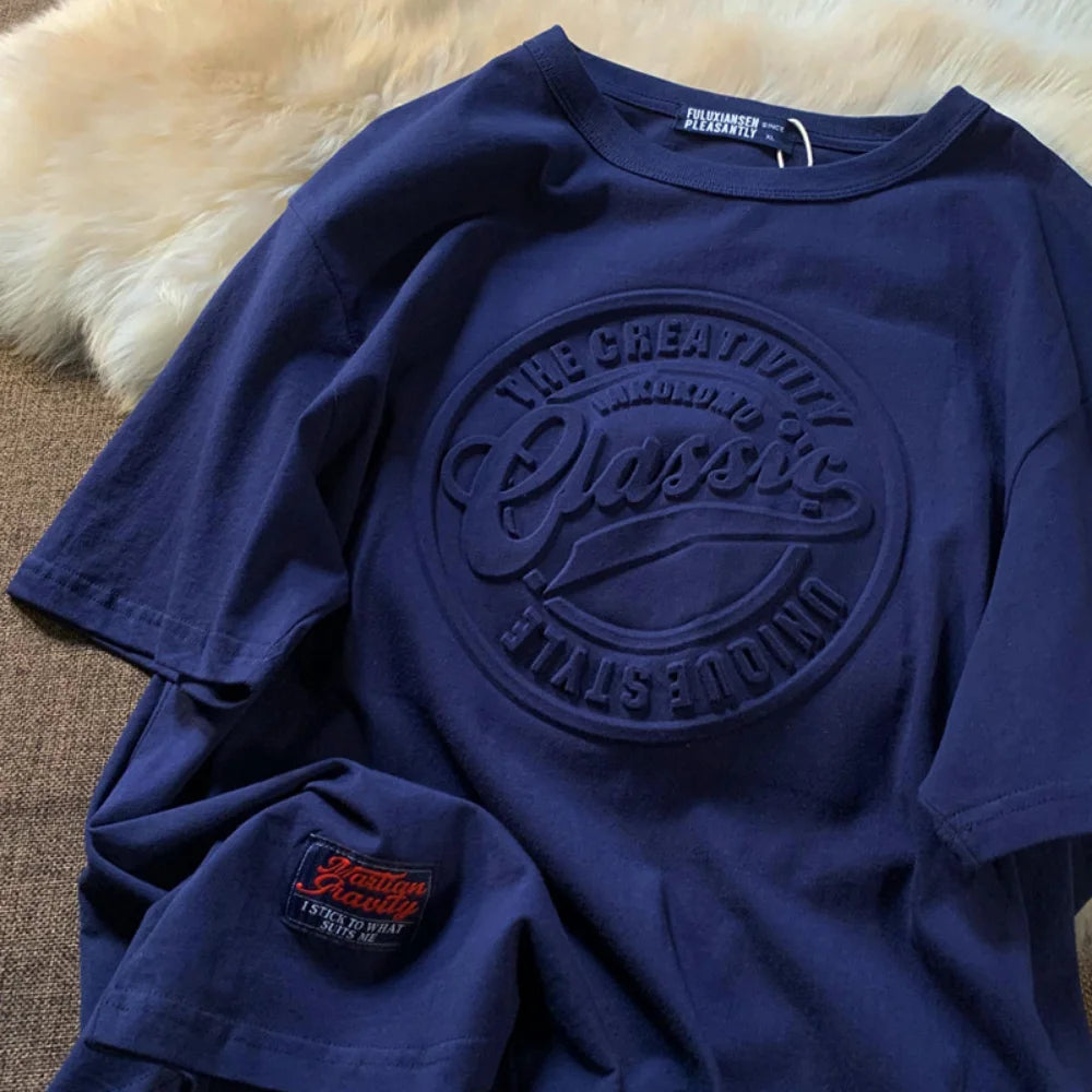 Vintage 3D Print Steel Seal Print Mens Short-sleeved T-Shirt Casual T Shirt Couples T-shirts Women Men's Loose Tees.