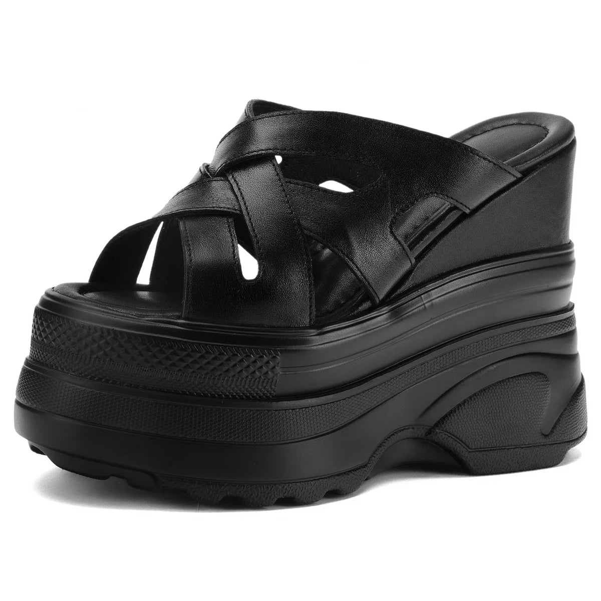 Plus Size 46 47 Gladiator Sandals Women Size 45 Genuine Leather Wedges High Heel Mules Summer Platform Pumps Big Size 44 Shoes.