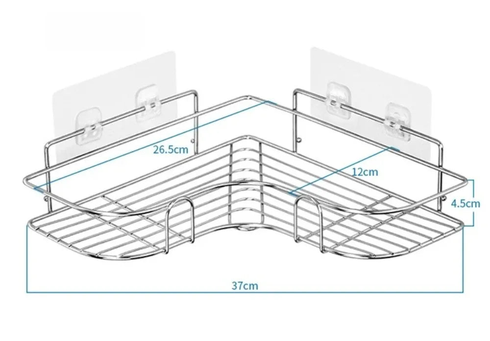 1PC Edelstahl Badezimmer Regal Kein Bohrer Wand Ecke Dusche Regal für Shampoo Lagerung Küche Organizer Zubehör