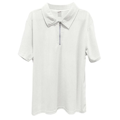 Sommer neue europäische und amerikanische Handel große Herren einfarbig Set mit Kragen, Kurzarm, Reiß verschluss Hosen Set, 2 Stück.