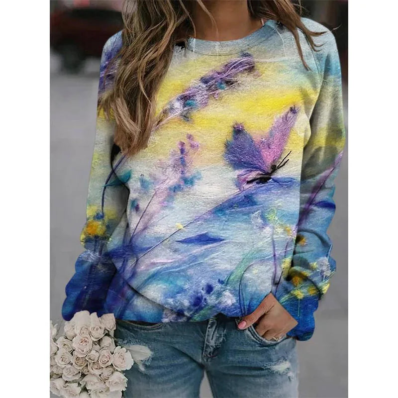 Colorful Dragonfly Hoodie Cute Rabbit 3D Print Sweatshirts Women Hoodies Streetwear Oversized Harajuku Pullovers Woman Clothing.