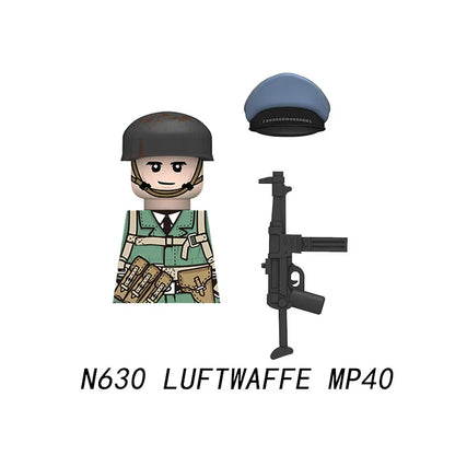 Military WWII Figure Building Blocks Accessories MP40 Rocket Launcher MG42 Officer Army Camouflage Soldier Pzf 98K Toy Gift N029