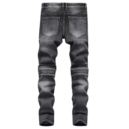 Herbst männer Patchwork Vintage Biker Jeans Hip Hop Hosen Dünne Gerade Elastische Radfahren Denim Hosen Männlichen Mode Streetwear.