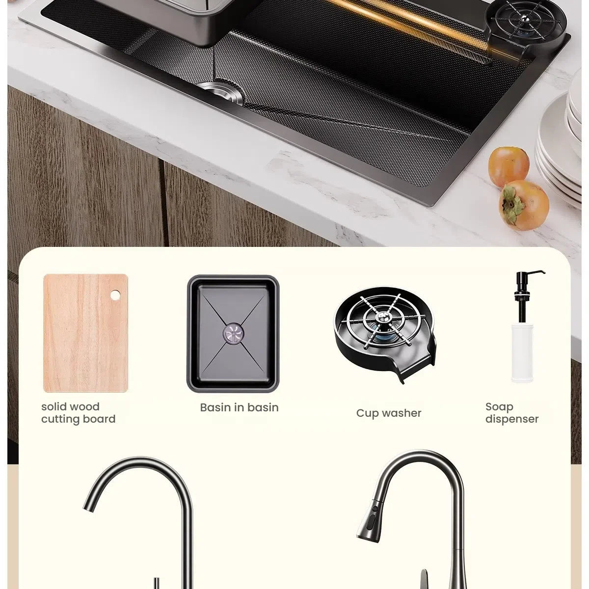 Kitchen Sink Stainless Steel Rice Grain Pattern Multifunctional Wear and Stain Resistant Large Single Slot Wash Dish Basin