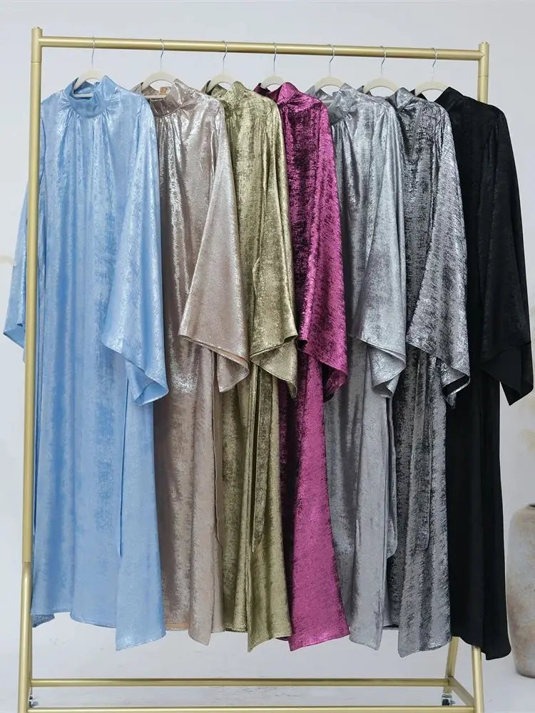 Fashion Satin Abaya Dubai Luxury 2024 Muslim Kaftan Dress Abayas For Women Kebaya Caftan Marocain Robe Femme Musulmane Vestidos.