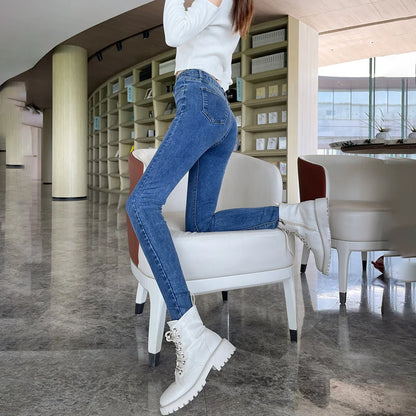Y2k Women's Jeans Elastic Slim Fashion Pencil Pants Streetwear Jean Female Clothing Vintage Skinny Jeans Stretch Denim Trousers.