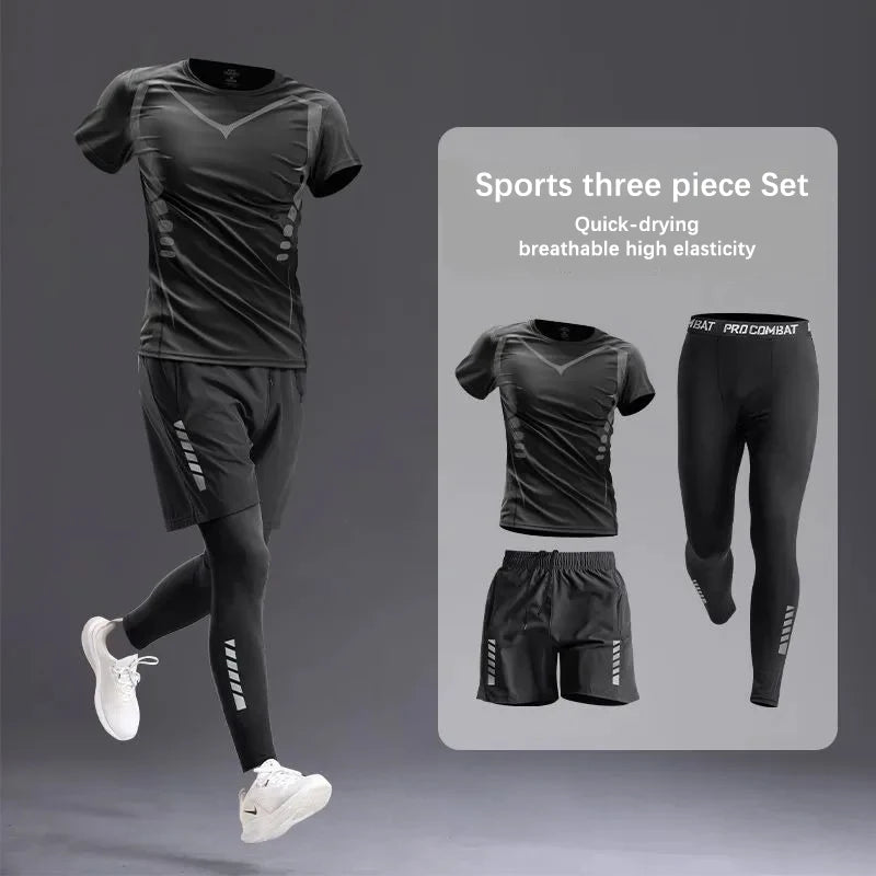 All-Season Men's Sportswear Set/Suit - Tracksuit for Running， Cycling, Fitness & Hiking，gym clothing men， jogging， boxing，5 pcs.