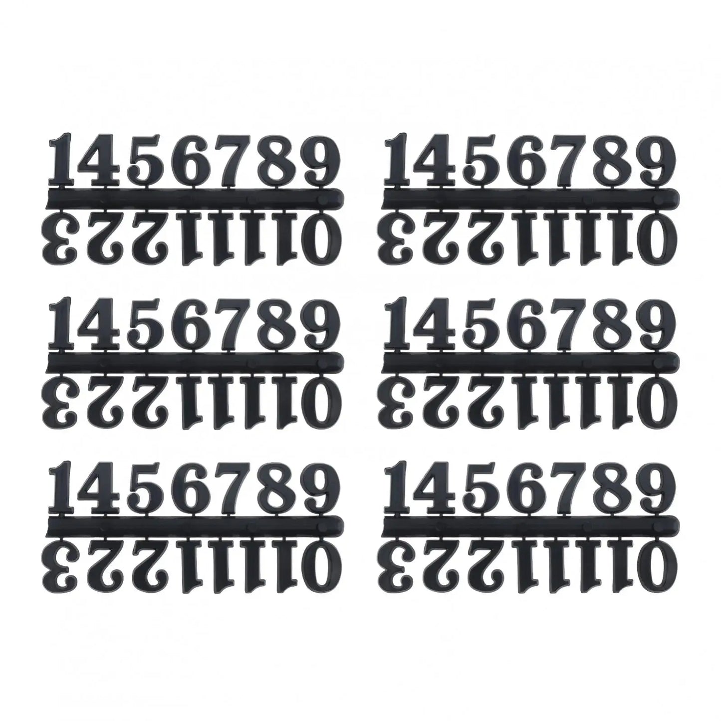 6er-Set Wanduhr mit arabischen Zahlen, Platte für DIY-Dekoration, Kunststoff, schwarz, römisch, arabisch, Quarzuhr, Zahlen, Ersatz-Reparaturteile