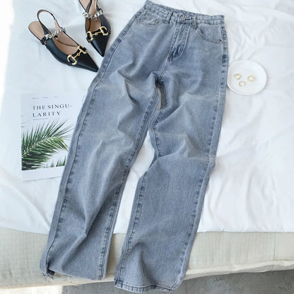 Vintage High-waisted Loose-fit Slimming Straight-leg Jeans For Women Trendy Long Trousers A Retro Flair.