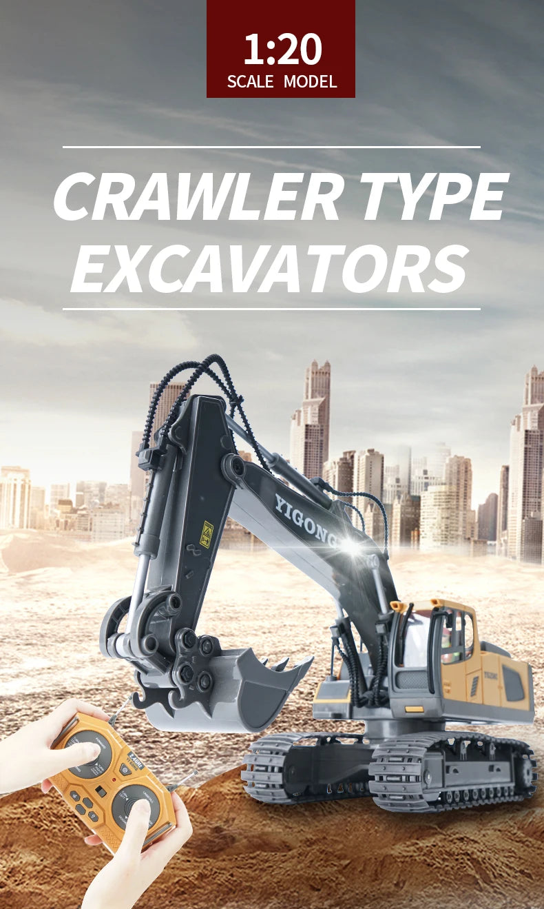 RC Excavator 1:20 Remote Control Truck 2.4G RC Crawler Engineering Vehicle Truck Radio Control Children's Day Christmas Gifts.
