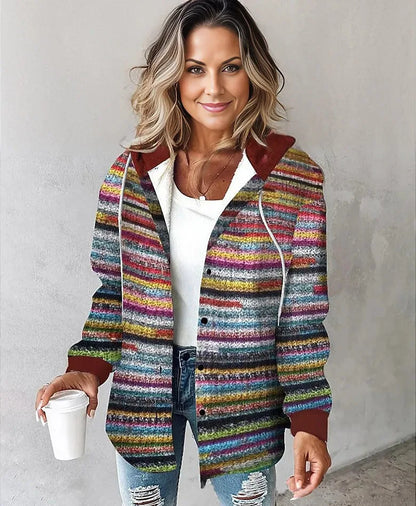 Neue Herbst und Winter frauen Plaid Jacke Mit Kapuze Mode Taste Strickjacke Top Tasche Casual Straße Vielseitige Jacke