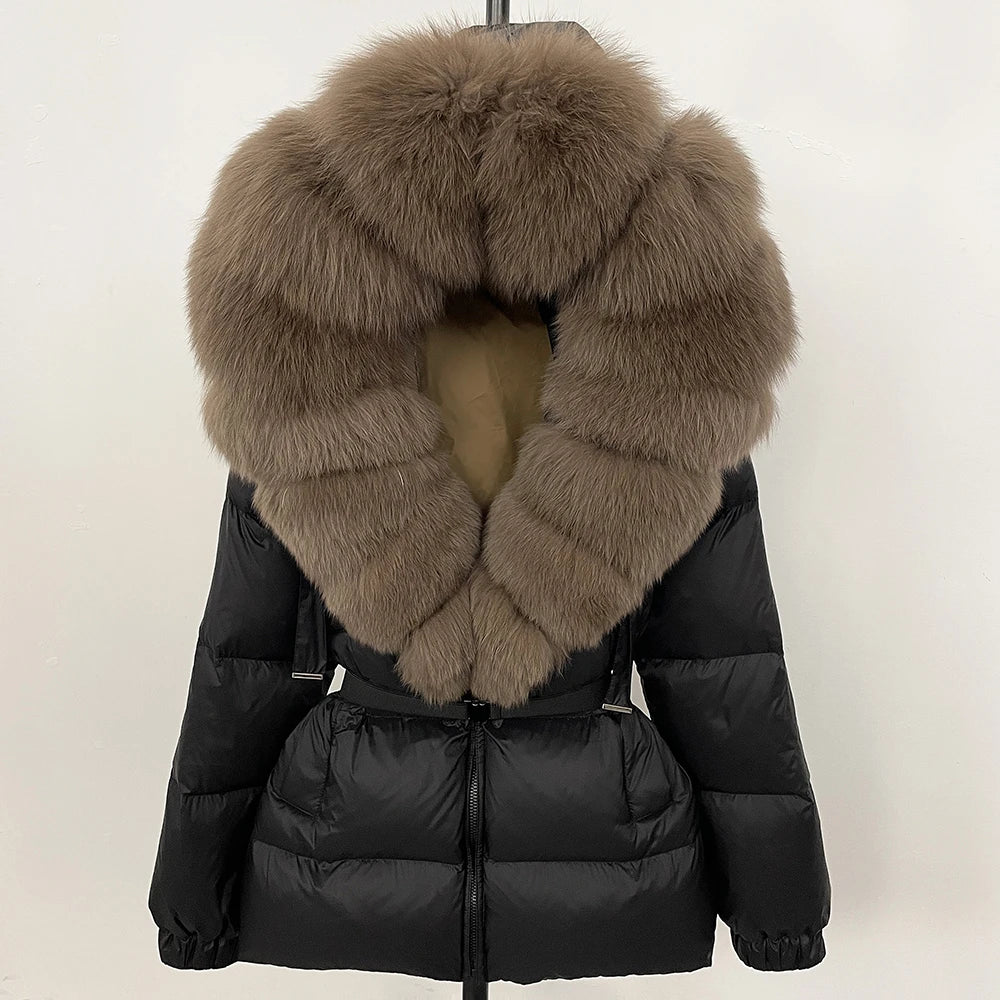OFTBUY 2025 Winter Kleidung Puffer Jacke Frauen Echt Fox Pelz Mit Kapuze Dicke Warme 90% Weiße Ente Unten Mantel Weibliche Parkas wasserdicht.