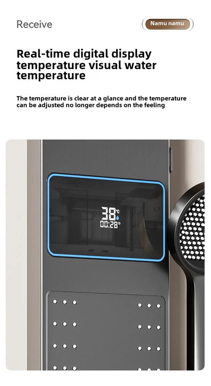 Multi Functional LED Shower Screen Wall Mounted Waterfall Shower Head Set Bathroom Digital Atmosphere Light Shower Set Screen