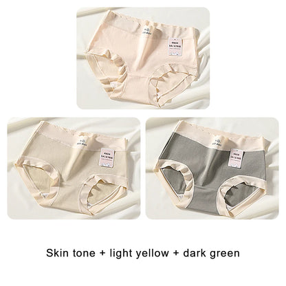 3PCS Female Underwear Antibacterial Pure Cotton Sexy Mid-rise Cotton Panties Woman Traceless Fashions Women's Intimate Intimates