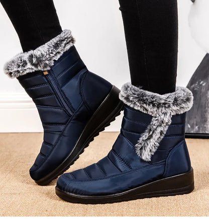 Women's Boots Super Warm Fur Botas Mujer 2025 Snow Boots Low Heels Winter Shoes Woman Black Rubber Winter Boots Women Footwear.