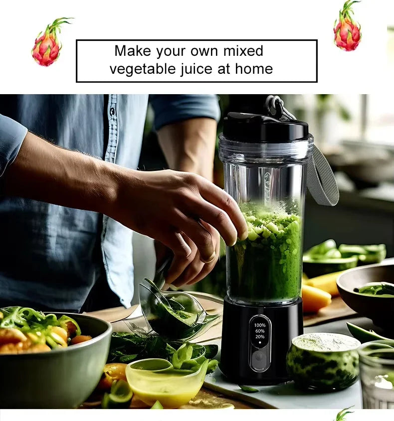 New Portable Juicer Dual-use Juice Cup USB 4000mAh Battery Indoor Outdoor Fruit Blender 300W Smoothie Juice Bottle Cup Blender.