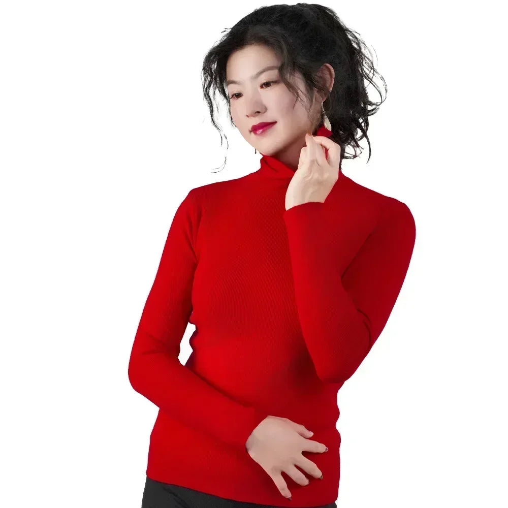 Frauen Pullover Winter Warm Hohe Kragen Strickwaren Langarm Schlank Jumper Frau Thermische Tops Kleidung Pullover Rollkragen Pullover