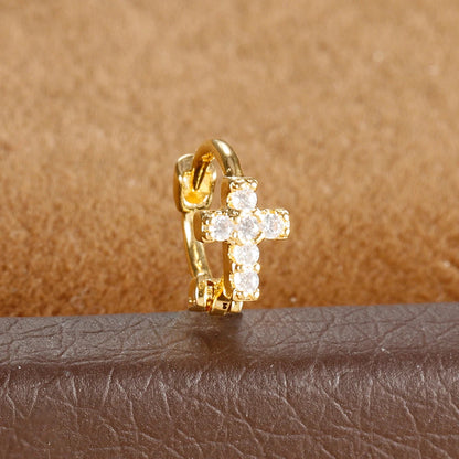 1Pc Stainless Steel Small CZ Hoop Cartilage Earrings Tiny Cross Tragus Rook Daith Earring Tragus Helix Rook Ear Piercing Jewelry.