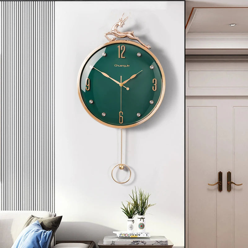 13-Zoll-Wanduhr mit verheißungsvollem Hirsch, nordisches kurzes Design, Wohnzimmer-Dekoration, Küche, Stummschaltung, Uhren, Kunst, Wanduhr, Heimdekoration, NEU