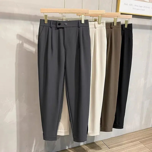 Luxury Fashion Straight Men's Casual Pants Spring Summer New Korean Suit Pant Harem Business Formal Male Trousers Trendy Brand.