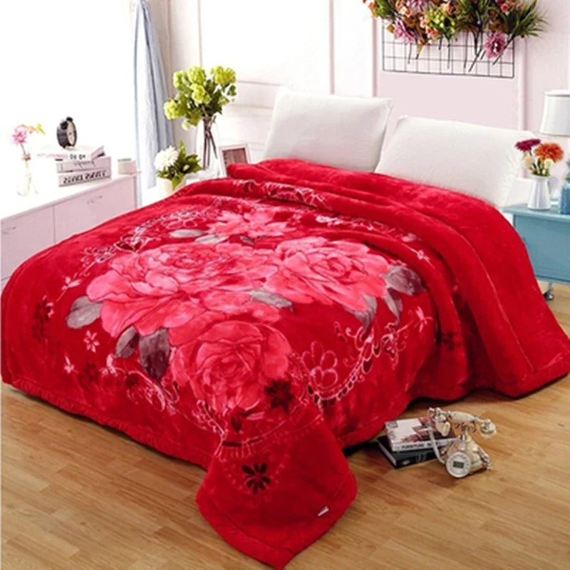 Blanket Double Thickened Raschel Winter Wedding Quilt Blanket Warm Coral Fleece Cashmere Blanket Double