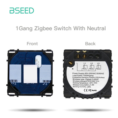 Bseed EU Standard Zigbee Lichtschalter Teile 1/2/3Gang Dimmer Vorhang Modul DIY Teil Tuya Smart Life Control Neutral Erforderlich.